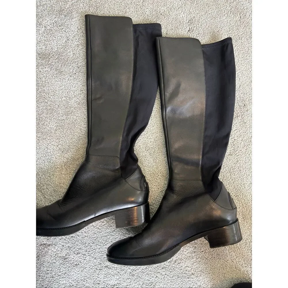 Tory Burch Caitlin Stretch Boots Sz 8.5 Black, $495